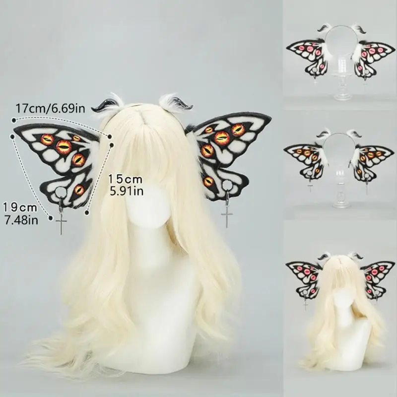 Wing Anime Hairhoop for Roleplay Party Japanese Comics Costume Hairband Halloween Props Hairhoop for Theme Event