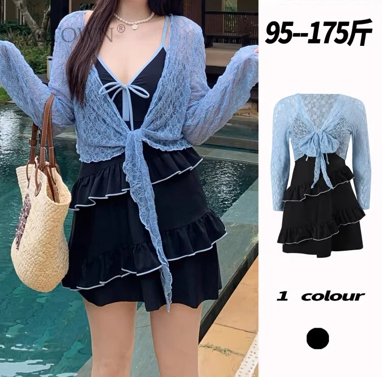 Summer 2026 New Plus Size Women's One-Piece Swimsuit Korean Hot Spring Swimwear Slimming Belly Covering Sexy Girl