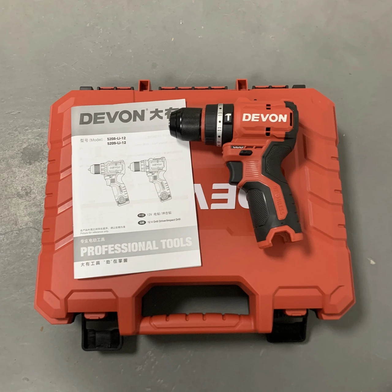 

DEVON brushless impact drill lithium electric hand drill 5209 charging multifunctional screwdriver machine hand drill electric