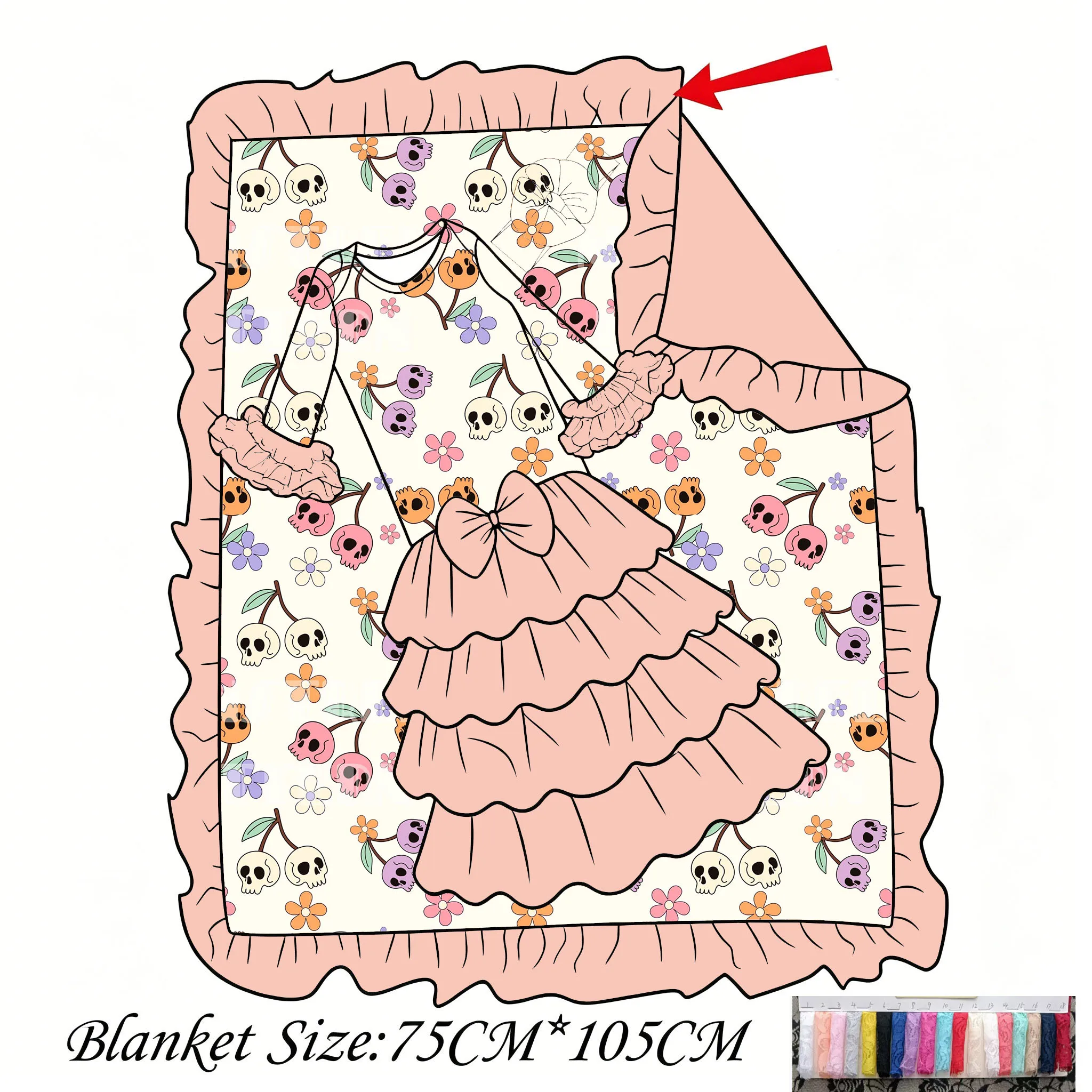 Boutique girls' blanket and baby dress bow decoration 4 layers tulle Halloween Ghost Bow print Custom patterns