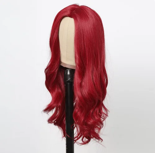 Red Synthetic Wigs Long Body Wavy Wig Natural Hairline Daily Red Hair Heat Resistant Fiber Smooth Party Cosplay Wig