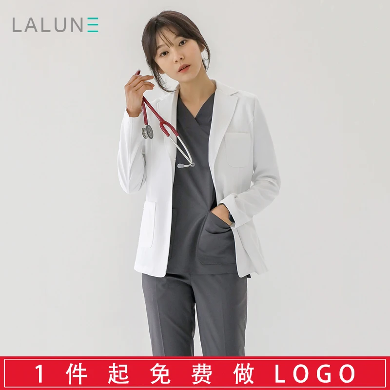 

Korean version of high-grade plastic surgeon beauty uniform white coat female dental oral clinic work clothes beautician doctor