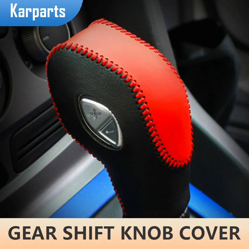 

Genuine Leather Car Gear Head Shift Knob Cover Gear Shift Collars Case for Hyundai Tucson 2015 2016 2017 2018 AT Accessories