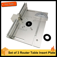 Set of 3 Router Table Insert Plate Aluminum Alloy Wood Milling Flip Board Trimming Machine Engraving Tool Woodworking Benches