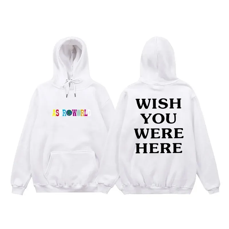 Hip Hop Hoodie Men Women ASTROWORLD Hoodies Sweatshirts Cactus Jack WISH YOU WERE HERE Letter Print Hooded Hoody Man Streetwear