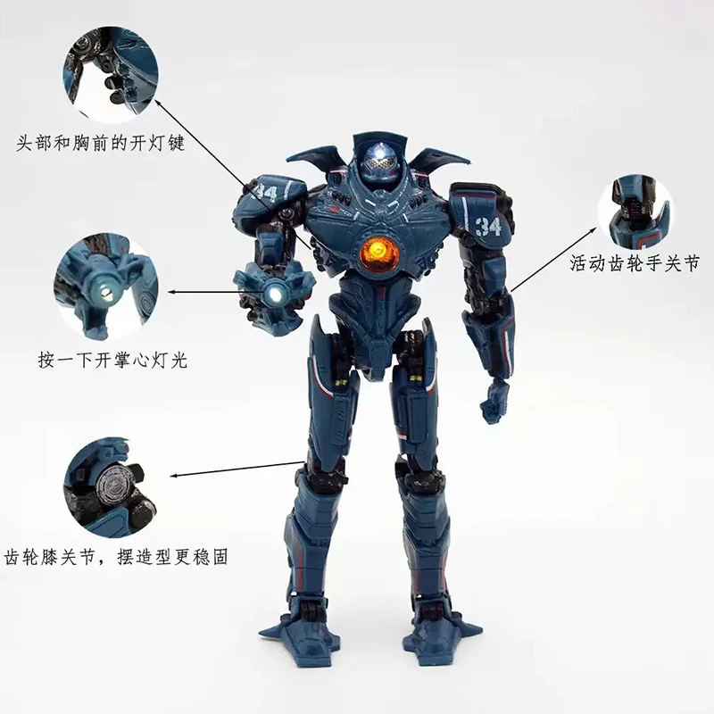 

in stock Gipsy Danger Articulated Action Figure Electroplated Boxed 5 Light Spots Color Changing Chest Glow Collectible