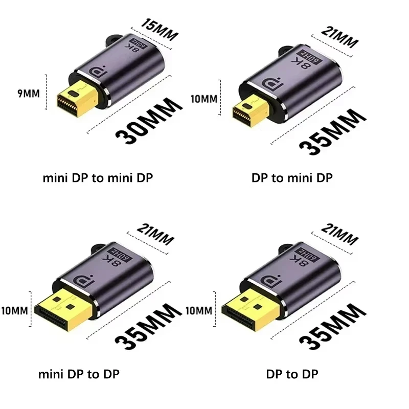 8K Mini DP Displayport 1.4 Adapter Converter 8K@60Hz 4K@144Hz DP to Mini DP Male to female Connector Extender for PC Laptop TV