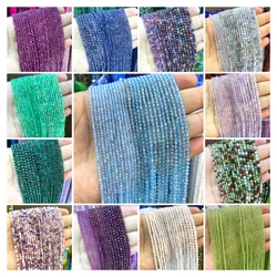 2 3 4MM Natural Stone Faceted Ruby Sapphire Topaz Malachite Amethyst Round Spacer Beads for Jewelry Making Diy Bracelet Charms