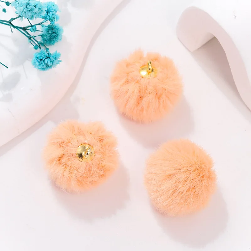 20pcs Plush Fluffy Fur Ball Beads Earring Charms Pompom Beads Pendant for DIY Necklace Bracelet Pendant Jewelry Making Supplies