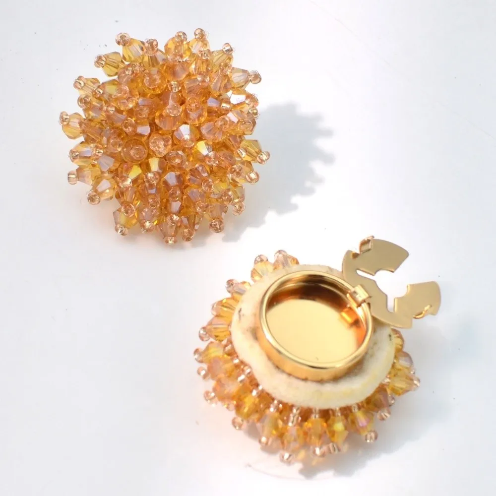 2pcs Creative Colorful Crystal Beads Cufflinks Elegant Vintage Sleeve Button Shiny Brass Base Button Cover Shirt Accessories