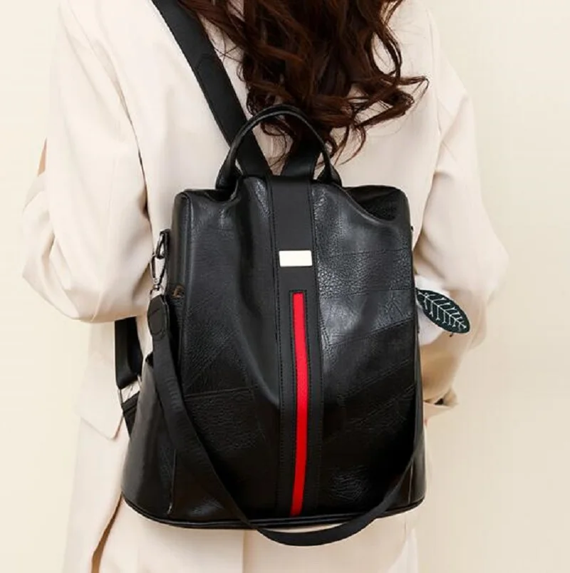 New Korean Fashion Large Capacity Student Backpack School Bag Women Soft Leather Casual Shoulder Bags Totes Crossbody Bag