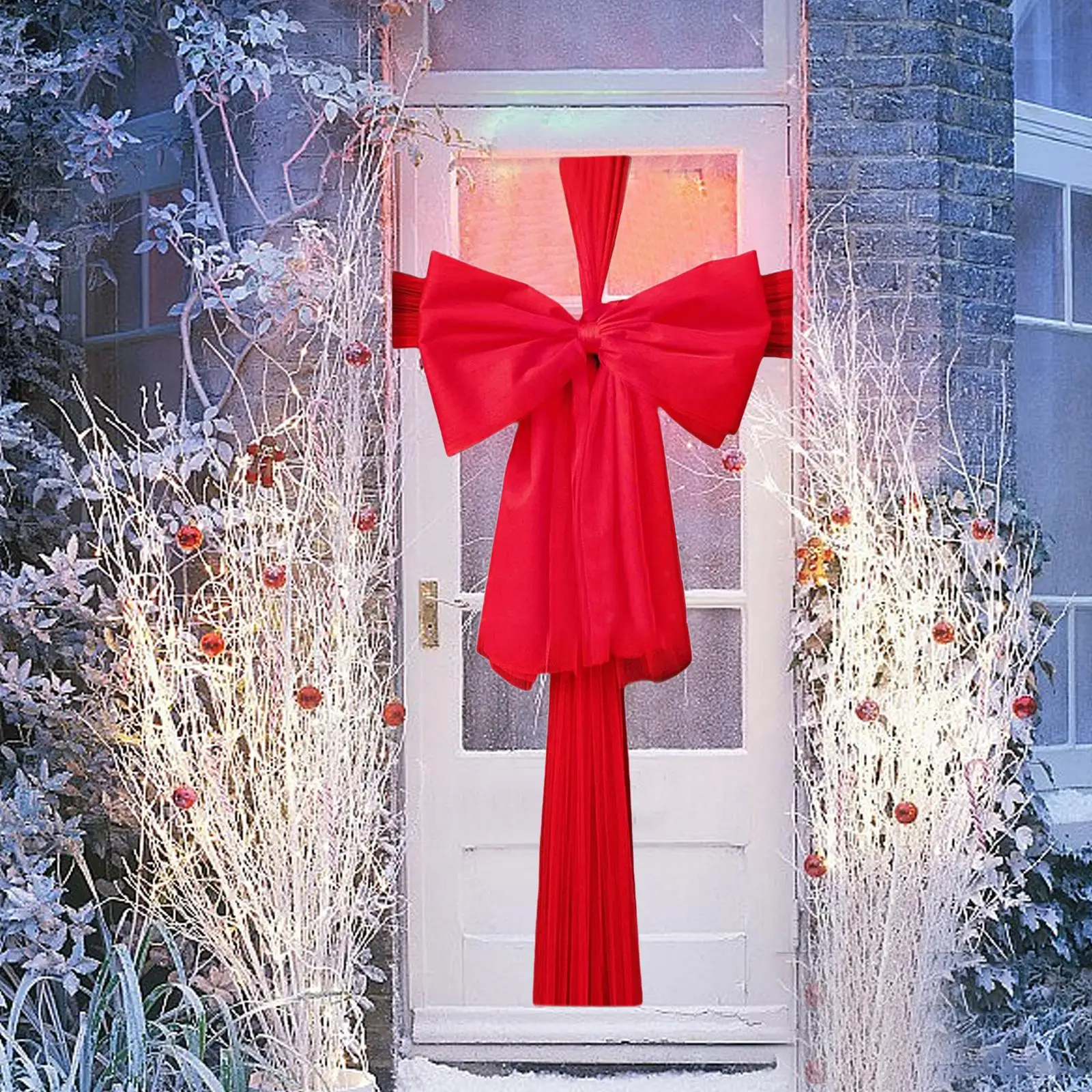 Arco de puerta de Organza de Navidad, lazo grande de Navidad para colgar en la puerta, lazo grande para ceremonia de recepción, suministros para fiestas, manto de celebración