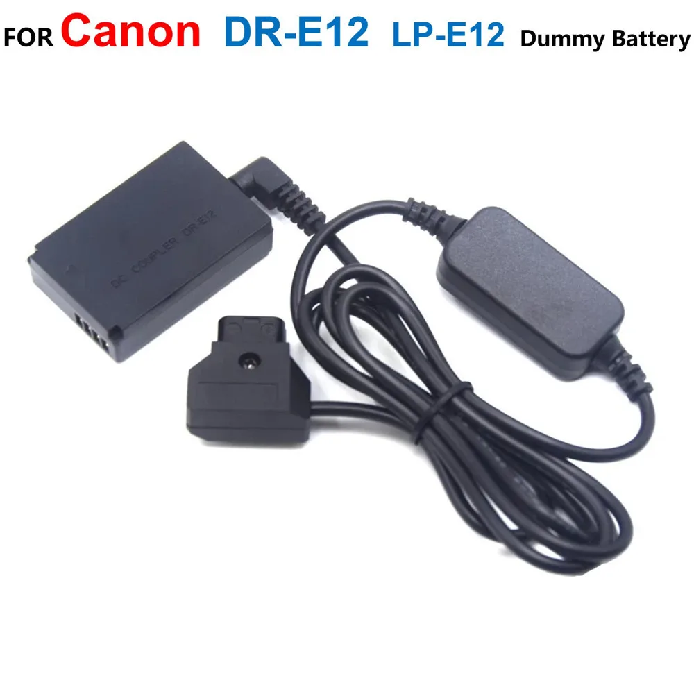 

D-TAP Dtap 12-24V Step-Down Power Cable+DR-E12 LP-E12 Fake Battery ACK-E12 Adapter For Canon EOS M M2 M10 M50 M100 M200