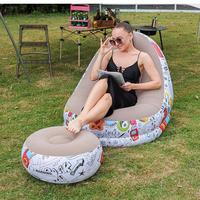 Inflatable Sofa-Flocking Surface-High Quailty PVC-Footstool-Rapid Inflation-For livingroomBedroom