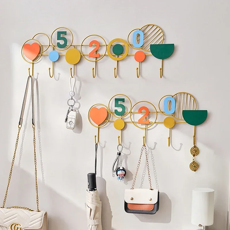 Iron Decorative Hooks, PunchFree Wall Hangers, Creative Storage Solutions, Spray Color Hangers, Uniform Design Home Decor.