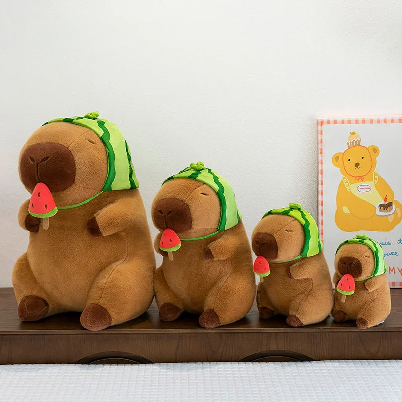 

Greedy Capybara Watermelon Headgear Capybara Eating Watermelon Plush Doll Plush Toy Rag Doll Gift Headwear