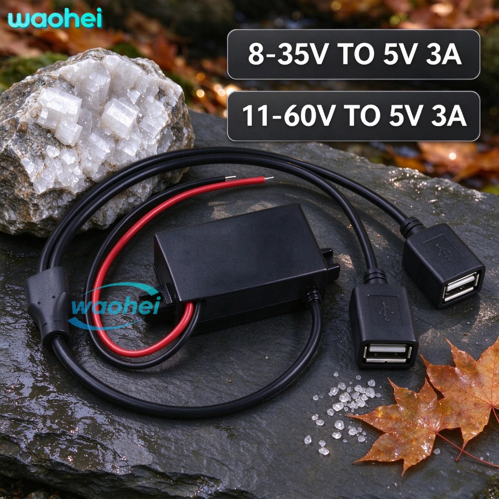 DC-DC Voltage Regulator 12V 24V 48V 60V 72V 90V To 5V 3A Power Supply Buck Module Dual USB Type-C Micro USB Output Power Adapter