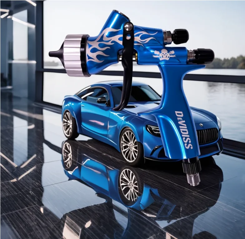 DEVIDISS Professional 1.3MM Aluminium Paint Spray Gun Gravity Feed 600ML Cup Capacity High Flow Rate 300L/min 3-Year Warranty fo