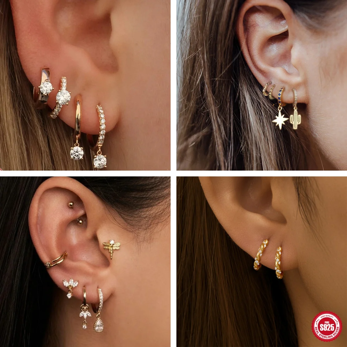 Picture 5: Aide 2025 Trend 925 Stamp Silver Color Turquoise Hoop Earrings For Women Pendientes 7/9/11mm Huggie Earring Fine Jewelry as Gift