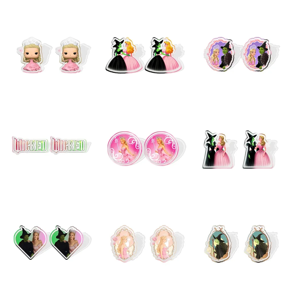 Wicked Movie Stud Earring Gedrukt Populaire Glinda Transparant Acryl Oorbellen Voor Vrouwen Meisje Festival Sieraden Geschenken Charme
