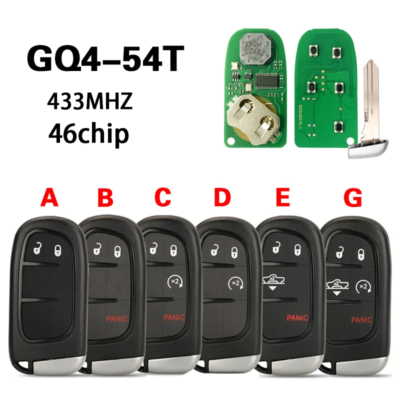 

CN087059 Aftermarket 2/3/4/5 дистанционный смарт ключ-брелок 433Mhz 46 Chip GQ4-54T для Dodge Ram 1500 2500 3500 2014-2018