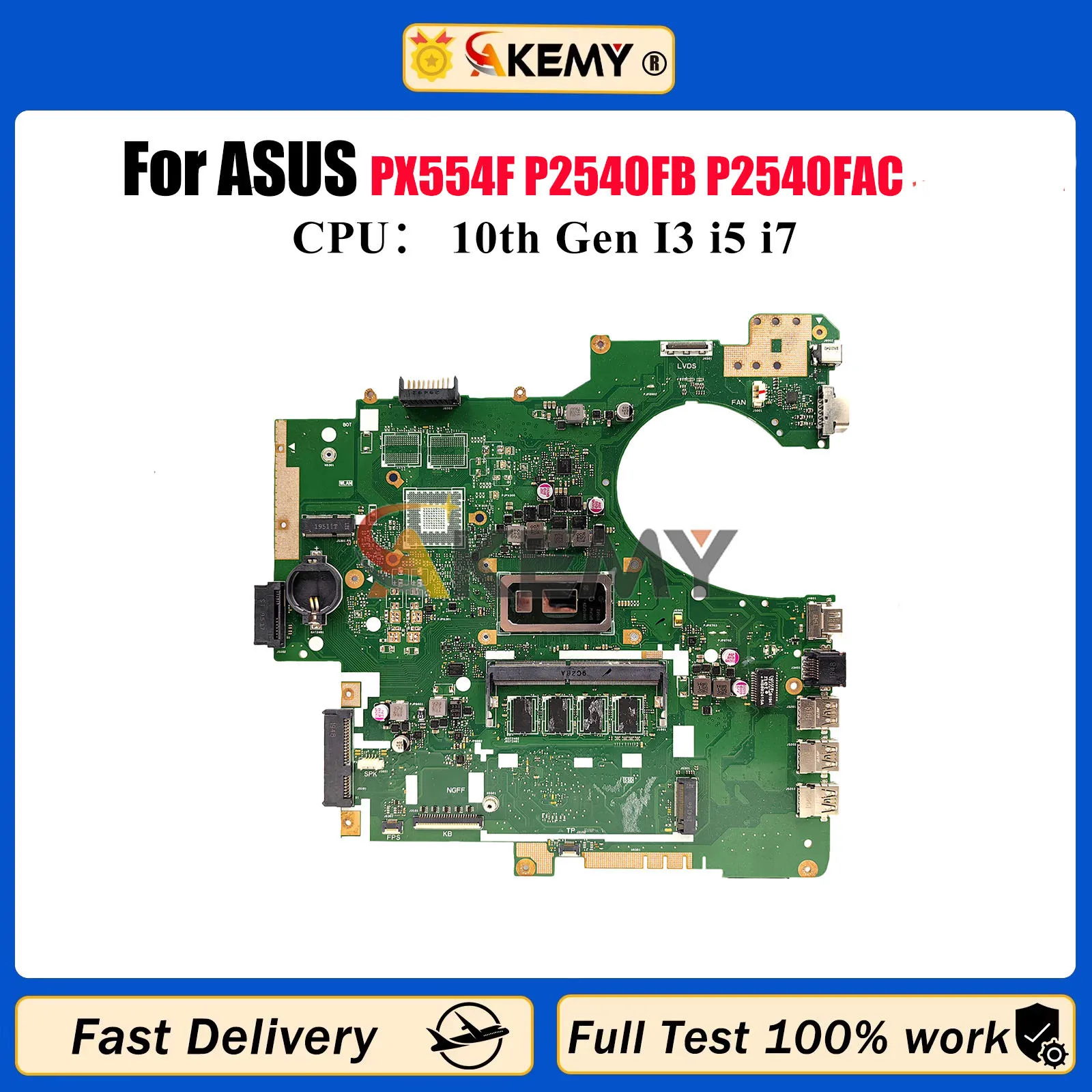 

P2540FA Laptop Motherboard For ASUS ProArt P2540F PX554F P2540FA P2540FB P2540FAC Mainboard With 10th Gen I3 i5 i7 tests OK stk