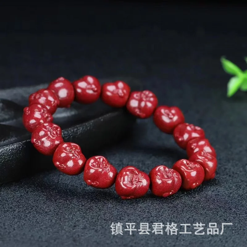 Natural Raw Ore Cinnabar Buddha Head Birth Year Purple Gold Sand Fujia World Bracelet Jewelry Supply Wholesale