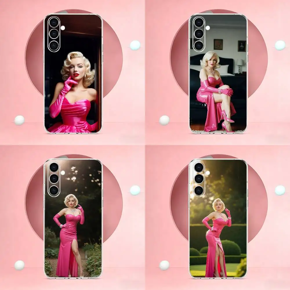 Classic screen siren-Pink  Phone Case For Samsung Transparent Soft TPU Case A73,A72,A71,A70,A53,A52,A51