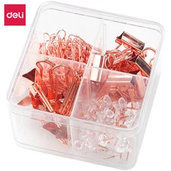 Deli Rose Gold Binder Clips Paper Clips Push Pin Set Office Stationery Suit Office Accessories School Supplies Set