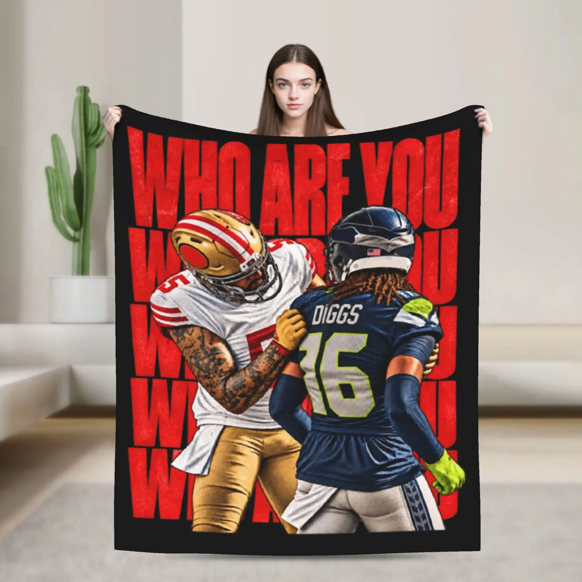 Mike Evans Rugby Who Are You Flannel Blankets  Awesome Throw Blankets for Bed Sofa Couch 125*100cm Quilt,