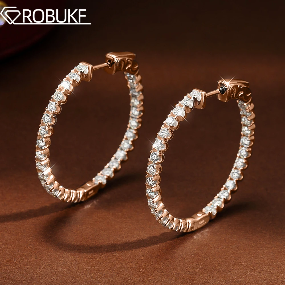 

D Color Moissanite Hoop Earrings For Women S925 Sterling Silver Plated 18K Rose Gold Earring Sparkling Jewelry with Certificate