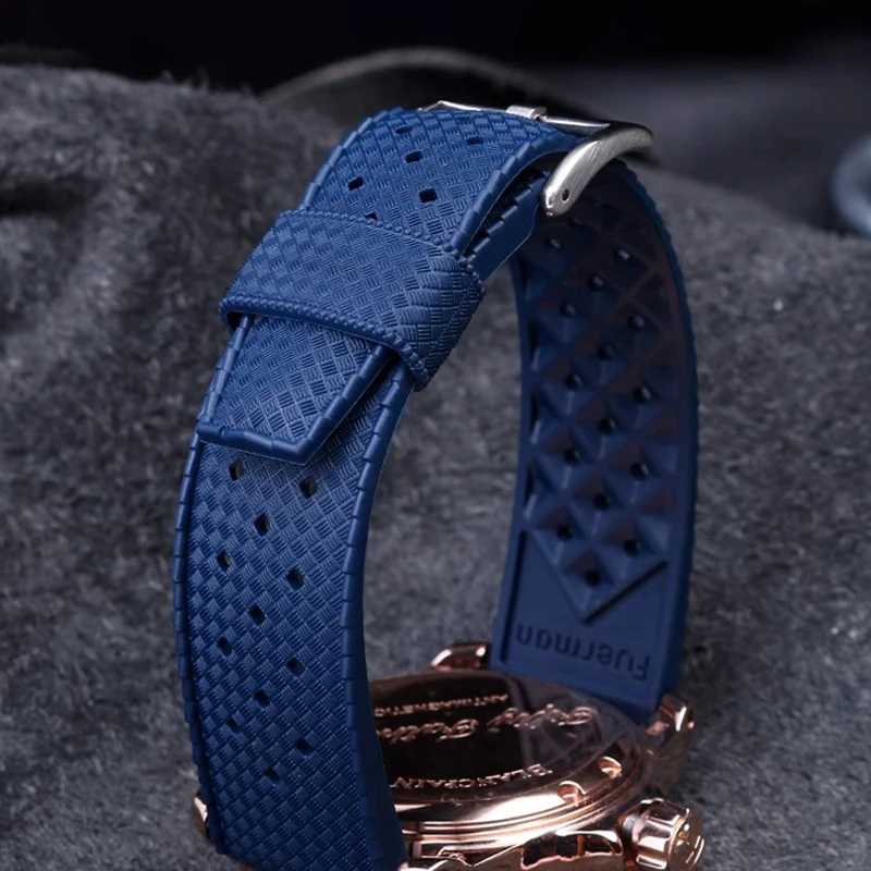 20mm Fluoro rubber strap For Blancpain50 fathoms barracuda 5008D Waterproof Breathable Men Silicone Replace Watch Band for Seiko image 4