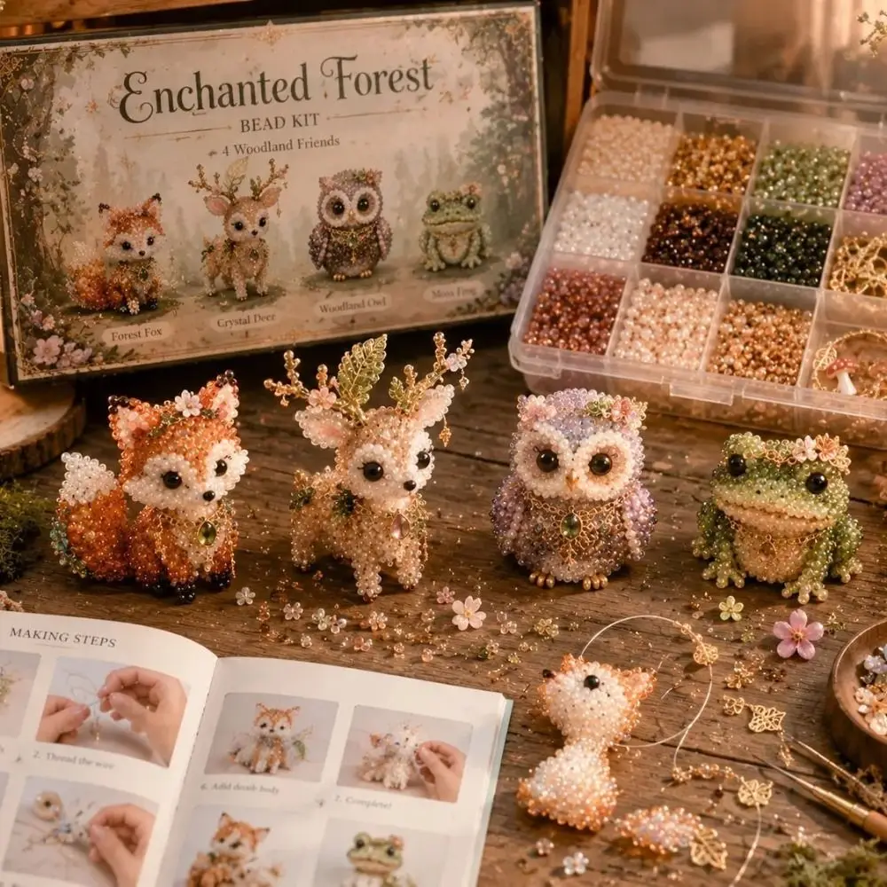 Tiny Beads 3D Beaded Animal Kit Cute Design Creative Craft Bead Weaving Kit Animal Shape Handmade Bead Art Kit Creative Activity