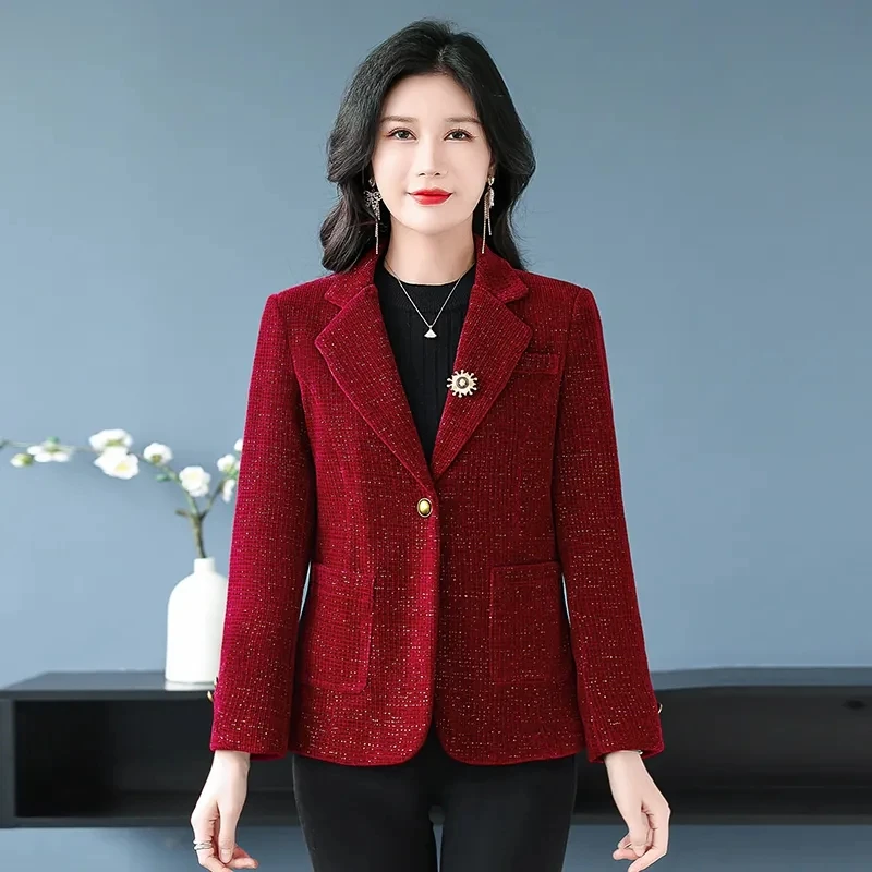 

Women Blazers 2025 New Autumn Winter Single Buckle Suits Outwear Office Female Korean Small Fragrant Style Tops High End Coat
