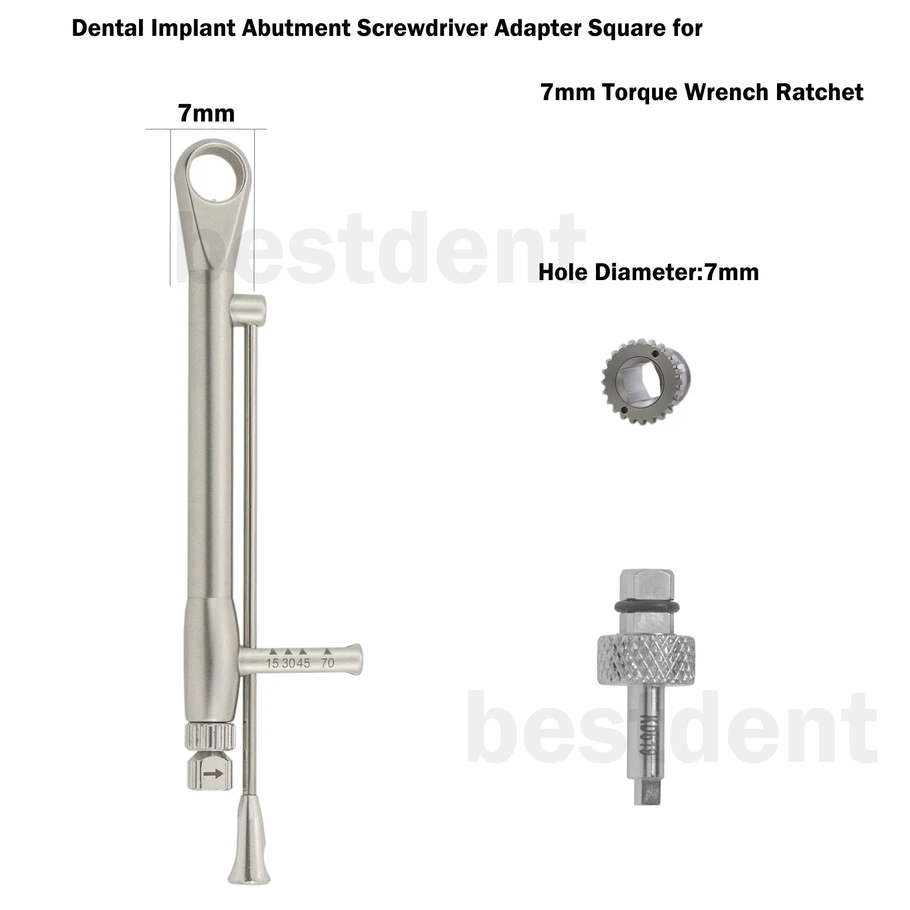 

Dental Implant Abutment Screwdriver Adapter Square DS320 for 7mm Torque Wrench Ratchet