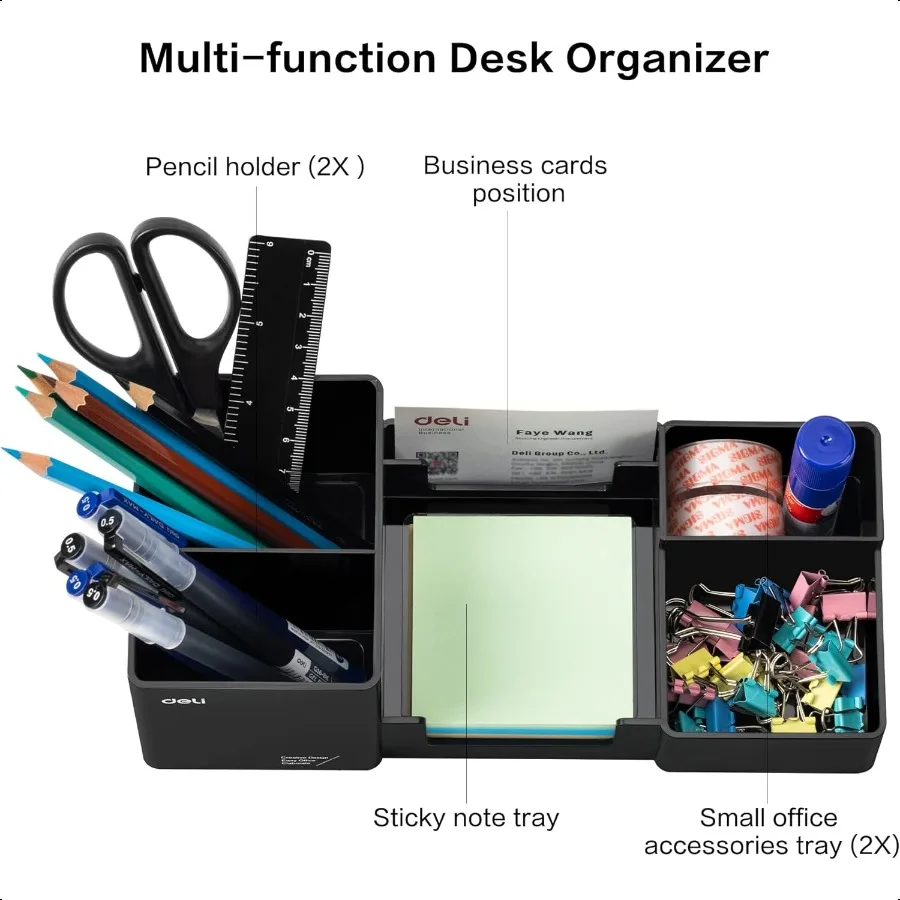 Настольный органайзер, пластиковый настольный органайзер с подставкой для карандашей и лотком для липких заметок, органайзеры для офисных канцелярских принадлежностей, аксессуар
