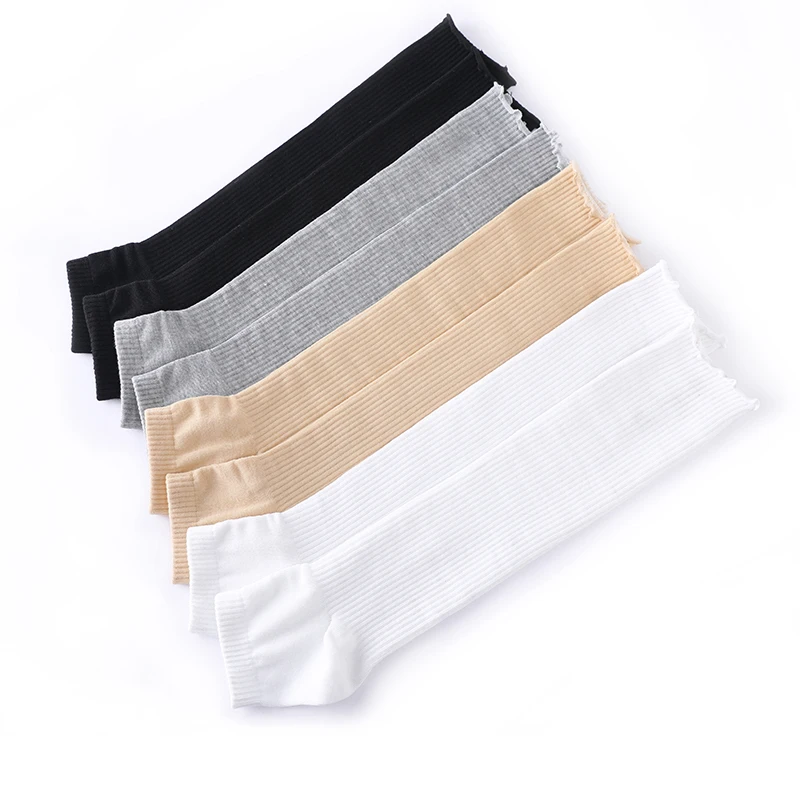 Meias femininas de malha de renda longa tubo push meias cor sólida calor engrossar perna capa ao ar livre clássico macio inverno pé perna proteção