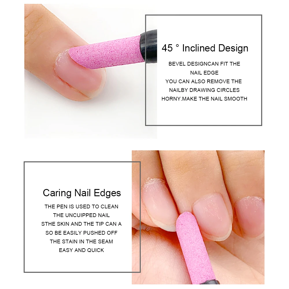 Ceramic Quartz Nail Scrub File Cuticle Remover Dead Skin Manicure Tool Portable Handy for Nail Care Black White Pink