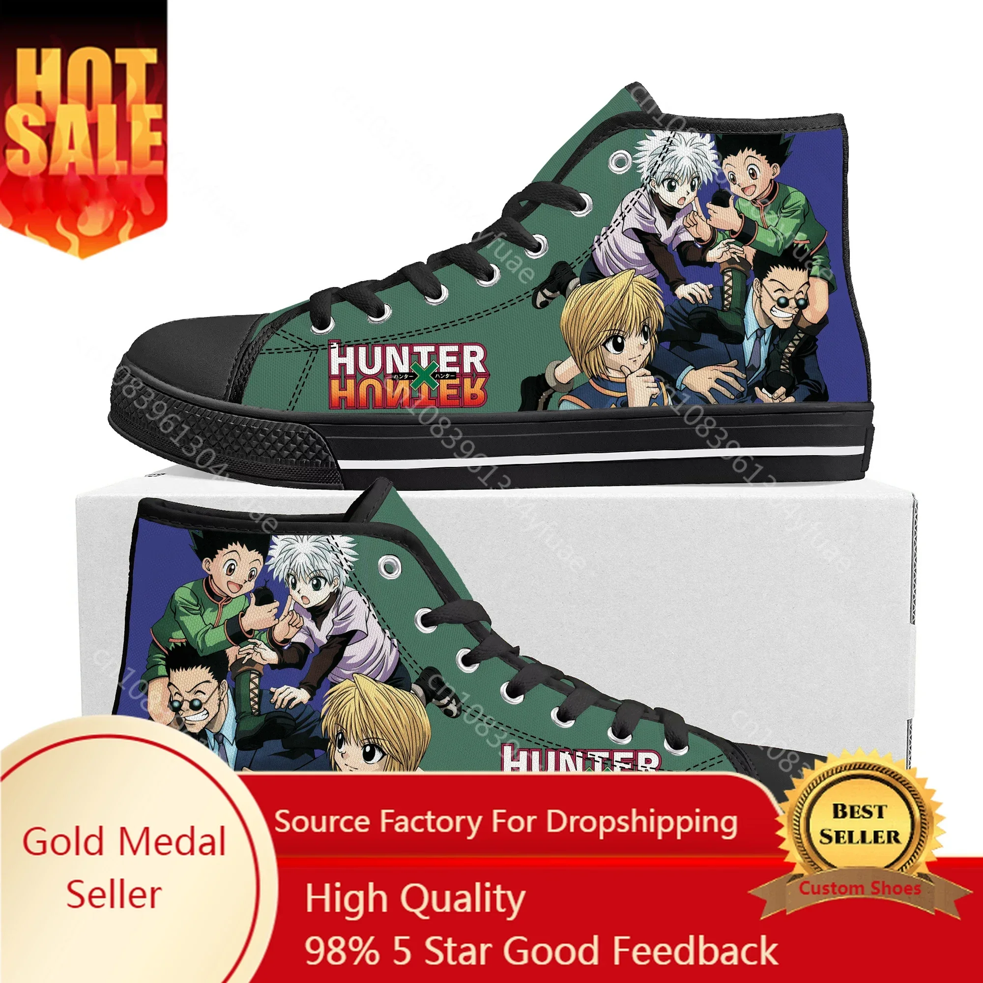 

Gon Killua Zoldyck Hunter X Hunter High Top Sneakers Mens Womens Teenager Quality Canvas Sneaker Anime Casual Custom Made Shoes