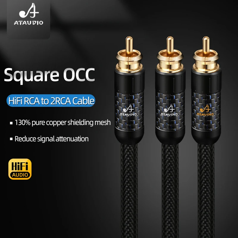 For ATAUDIO Hifi Dual RCA Square OCC Audio Video Cable Interconnect PVC Jacket Amplifier Speaker Cable For Microphone And Piano