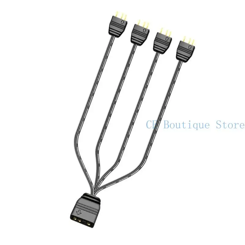652F ARGB 5V 3Pin Extension Cable Adapter 33cm 1 to 4 RGB Splitter Cable Cord forMSI LED Splitter