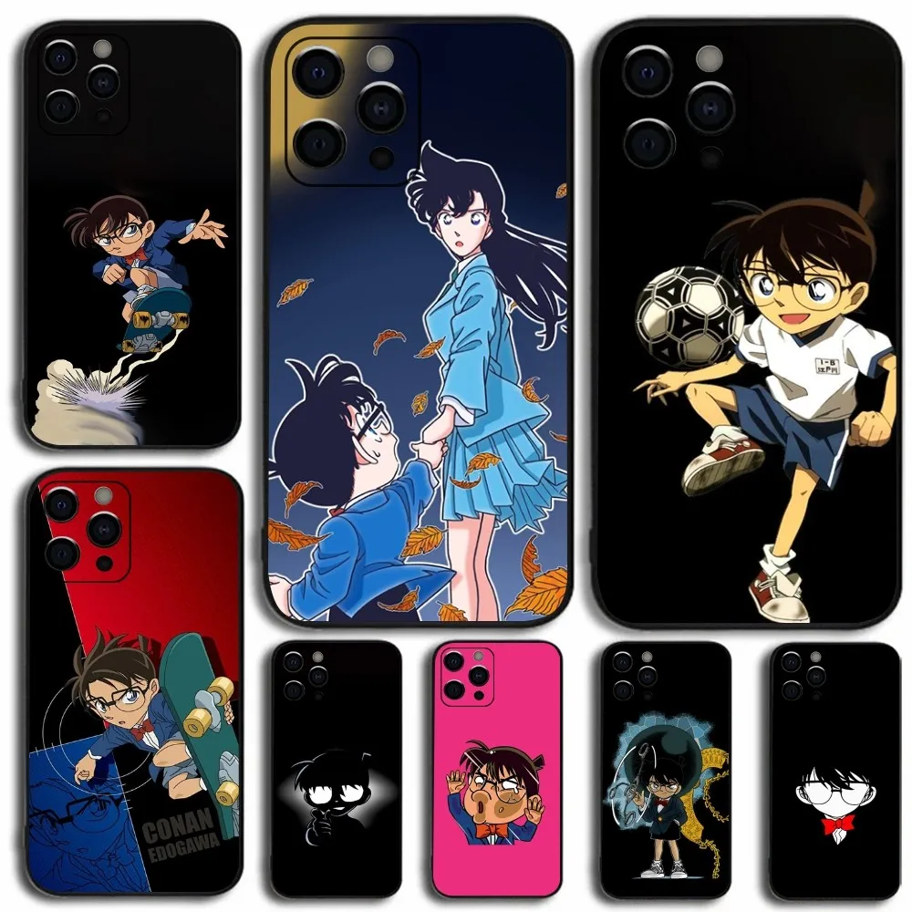 Anime D-Detective C-Conan Phone Case For Apple iPhone 15,14,13,12,11,Pro,X,XS,Max,XR,Plus,Mini Soft Black Cover