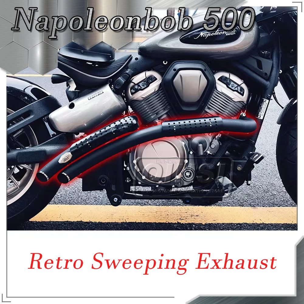 

For Benda Napoleonbob 500 Motorcycle Modified Retro Sweeping Exhaust Pipe Two Out of Two Straight Row Full Section Accessories