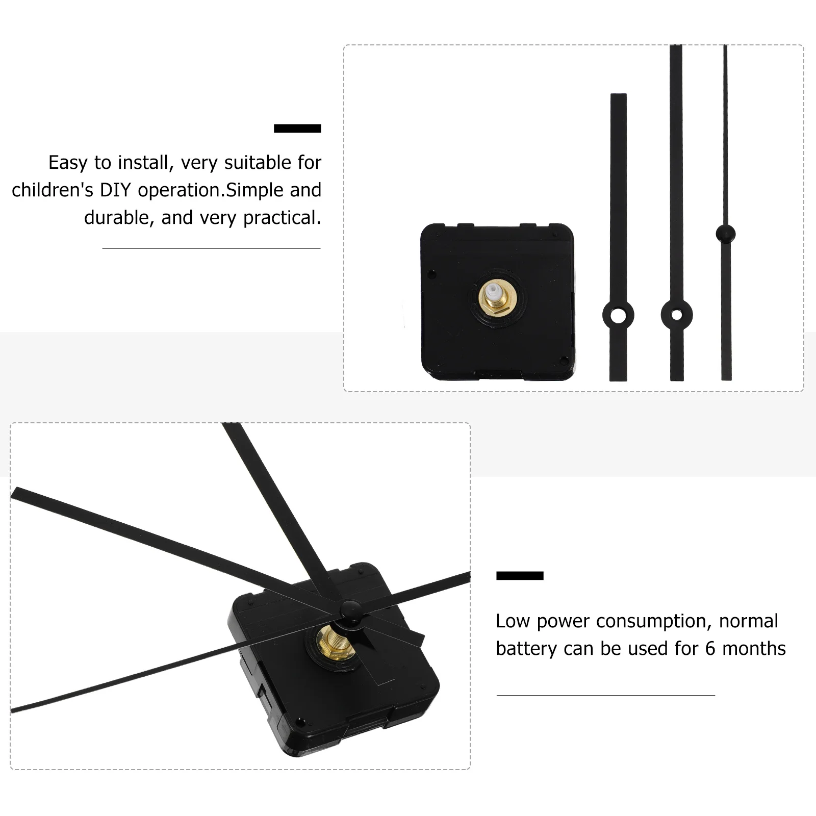 Clock Insert Quartz Movement Kit Silver Mechanism Modern Hands Short Replacementsiver Large White