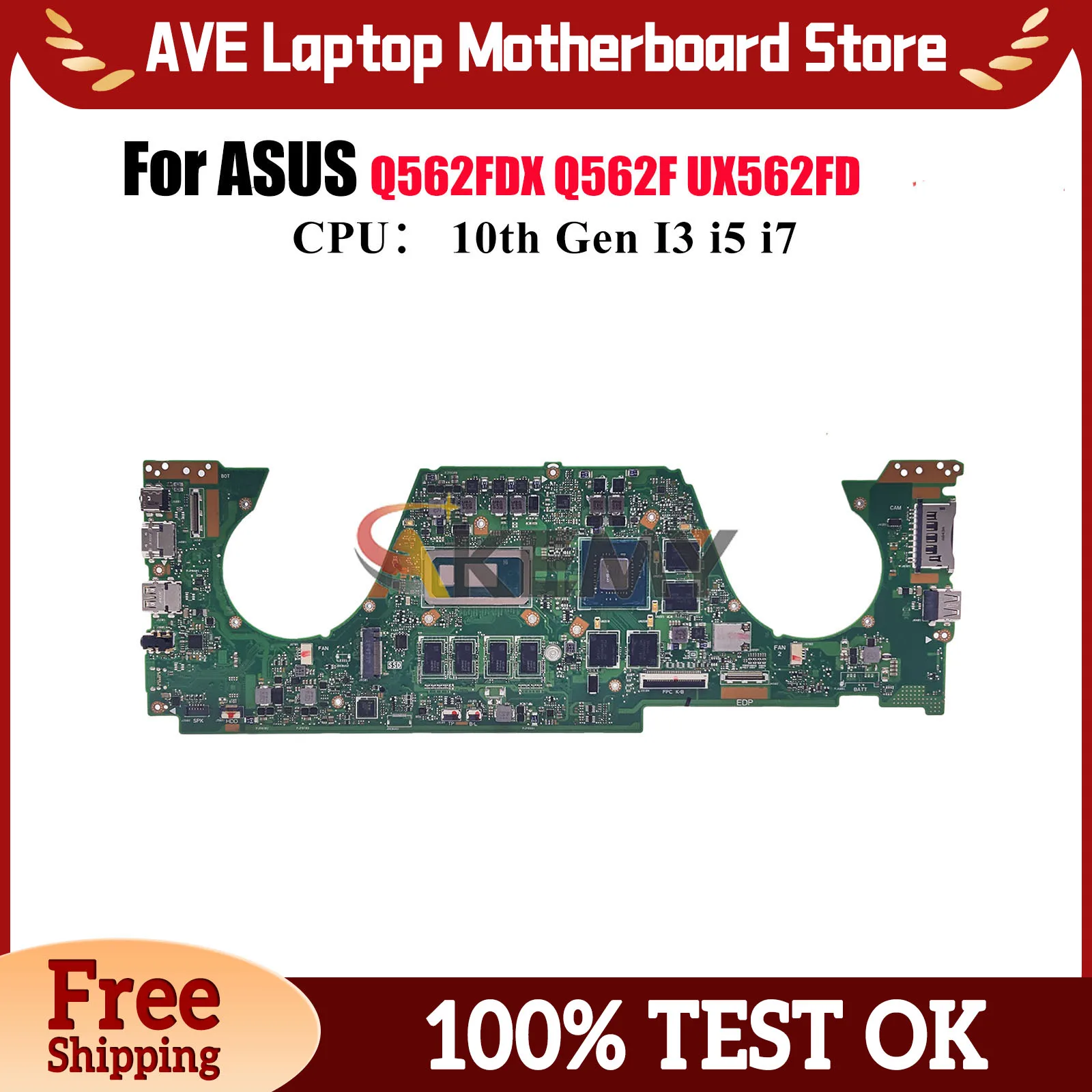 

UX562FD Материнская плата для ноутбука ASUS ZenBook UX562 UX56IQ Q562FDX Q562F Материнская плата для ноутбука с 10-го поколения I3 i5 i7 103% тест ОК
