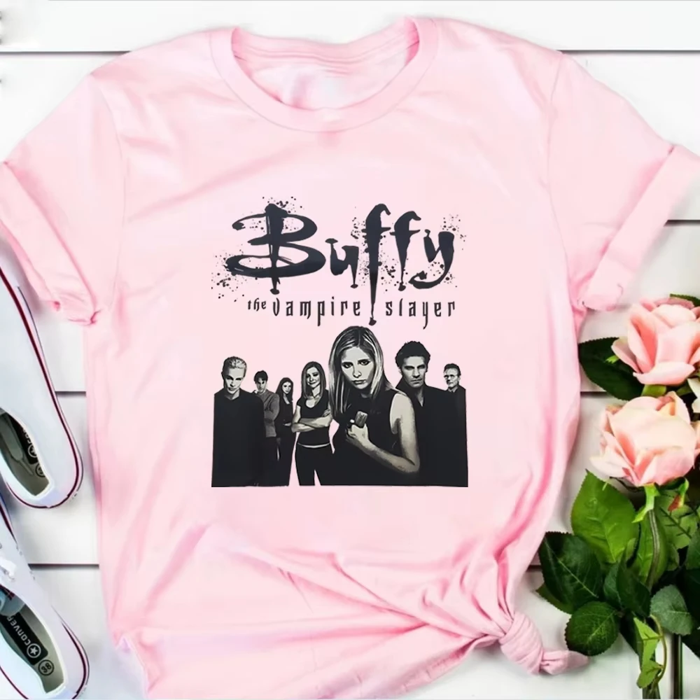 تي شيرت عتيق بافي قاتل مصاص الدماء قميص فيلم رعب تي شيرت 90s قميص ريترو بافي ملابس المدرسة Harajuku ملابس عتيقة