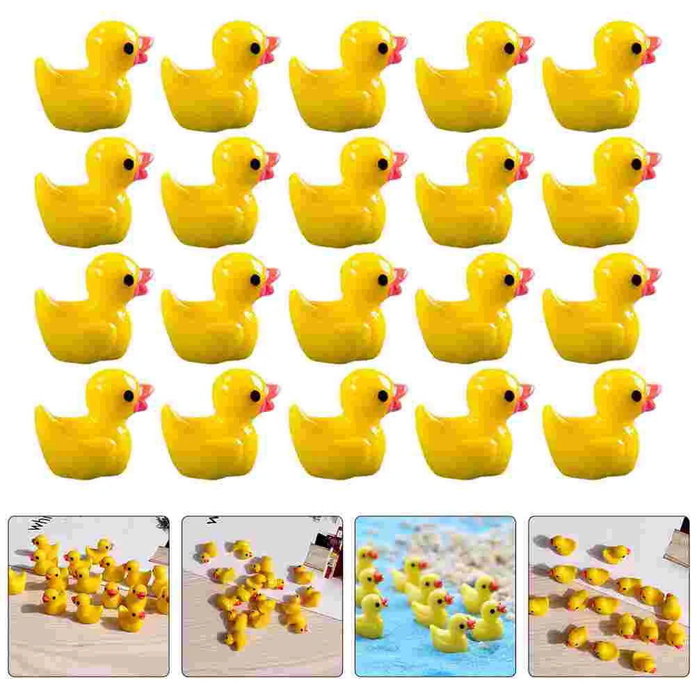 

100 Pcs Resin Duck Mini Ducks Adorable Miniature Figure Tabletop Hat Decorative Multi-function Figurine Child Garden Accessory