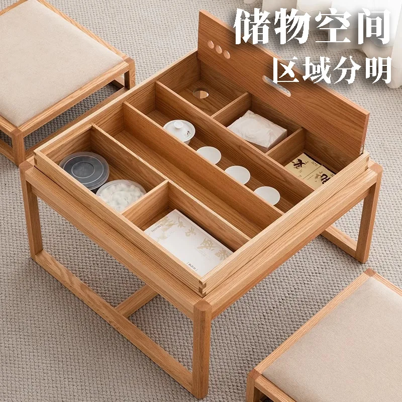 Household Balcony Small Tea Table Combination Solid Wood Small Coffee Table Bay Window Casual Zen Square