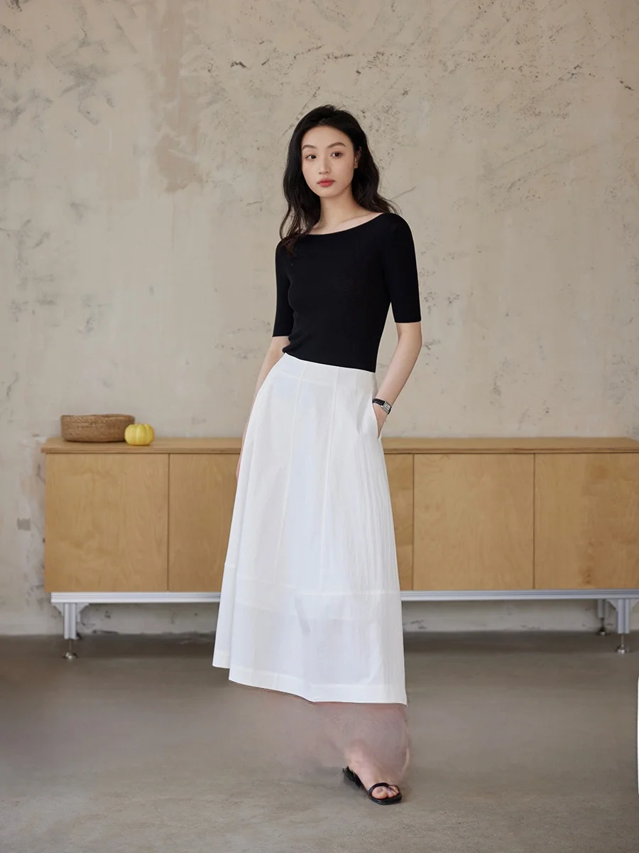 

Белая юбка трапециевидной формы GINNKEE, пышная юбка с высокой талией, женская летняя модная простая юбка-зонтик Sle Bla