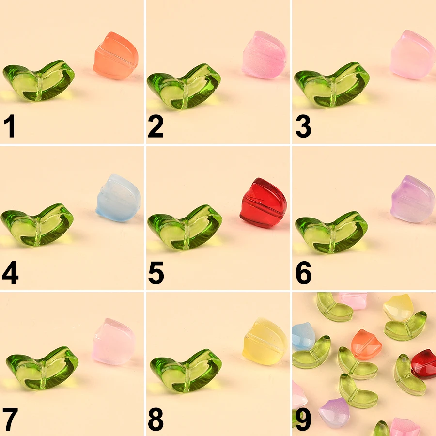 Colorful Tulip Flower Lampwork Glass Beads 14x14mm Collection Loose Beads Handmade DIY Bracelets Jewelry Findings